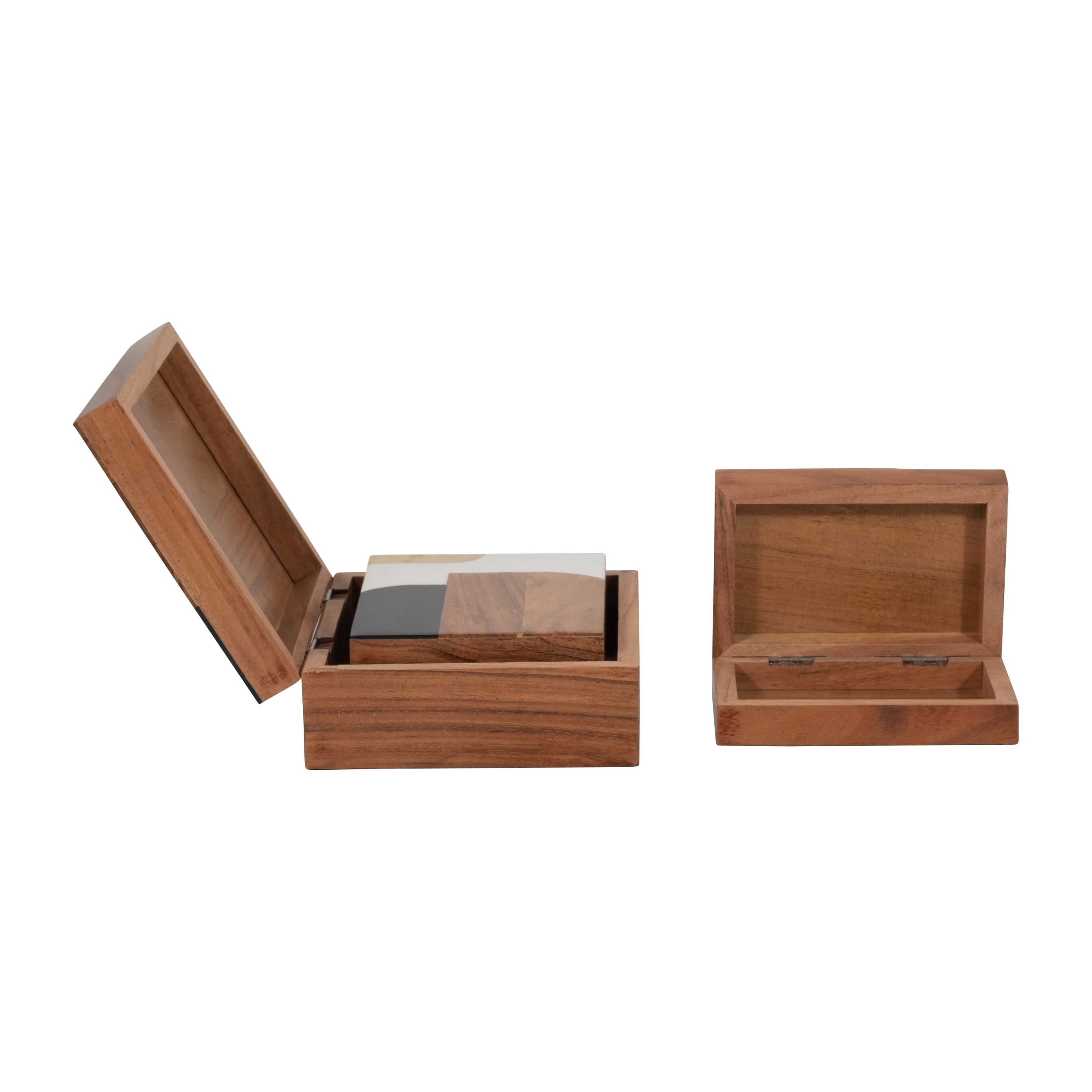 Resin, S/3 6/7/9" Mid-century Boxes, Multi - Decor Addict, LLC