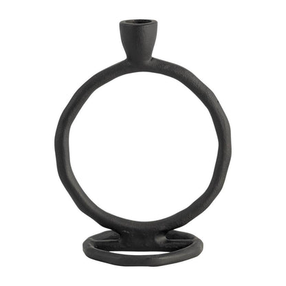 Metal Round Ring Taper Candle Holder - Black, 8 in. - Decor Addict, LLC