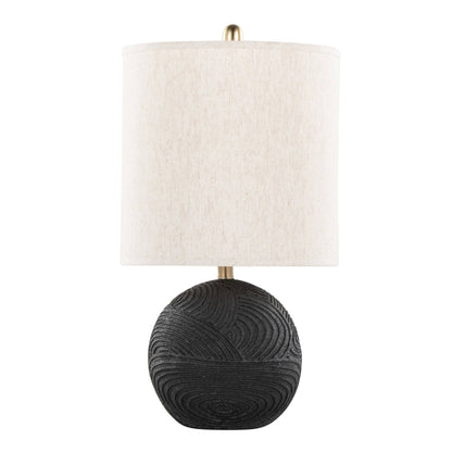 Kona 23" Polyresin Table Lamp - Set of 2: Matte Black Polyresin, Modern Brass, Natural Linen - Decor Addict, LLC