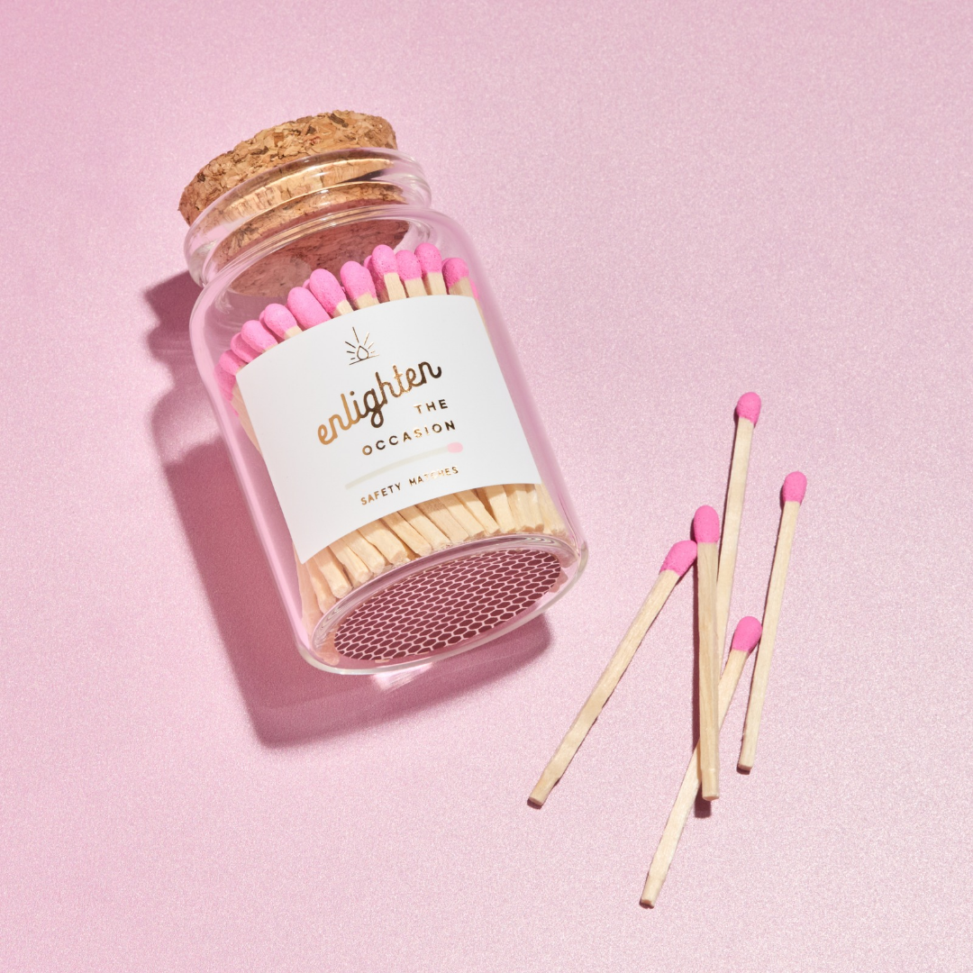 Lux Mini Match Corked Vial with Bubblegum Pink Matchsticks - Decor Addict, LLC