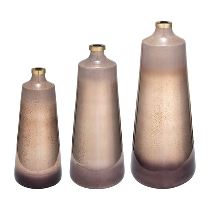 Glass, 21"h Vase W/ Ring, Champagne - Decor Addict, LLC