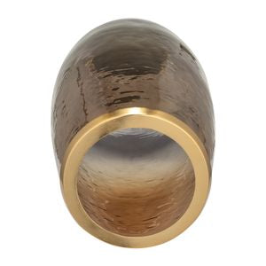 18" Glass Vase with Metal Ring, Bronze