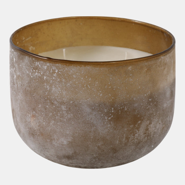 6" 28 Oz Sensual Amber Frosted Glass Candle, Multi - Decor Addict, LLC