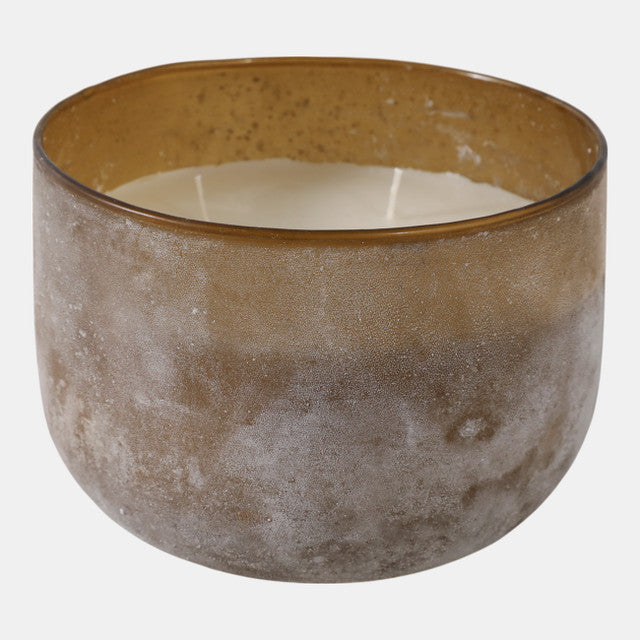 6" 28 Oz Sensual Amber Frosted Glass Candle, Multi - Decor Addict, LLC