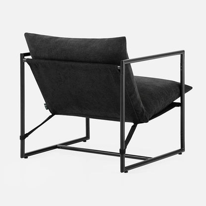 Black Metal Accent Chair with Shredded Foam Cushioning: Black - Decor Addict, LLC