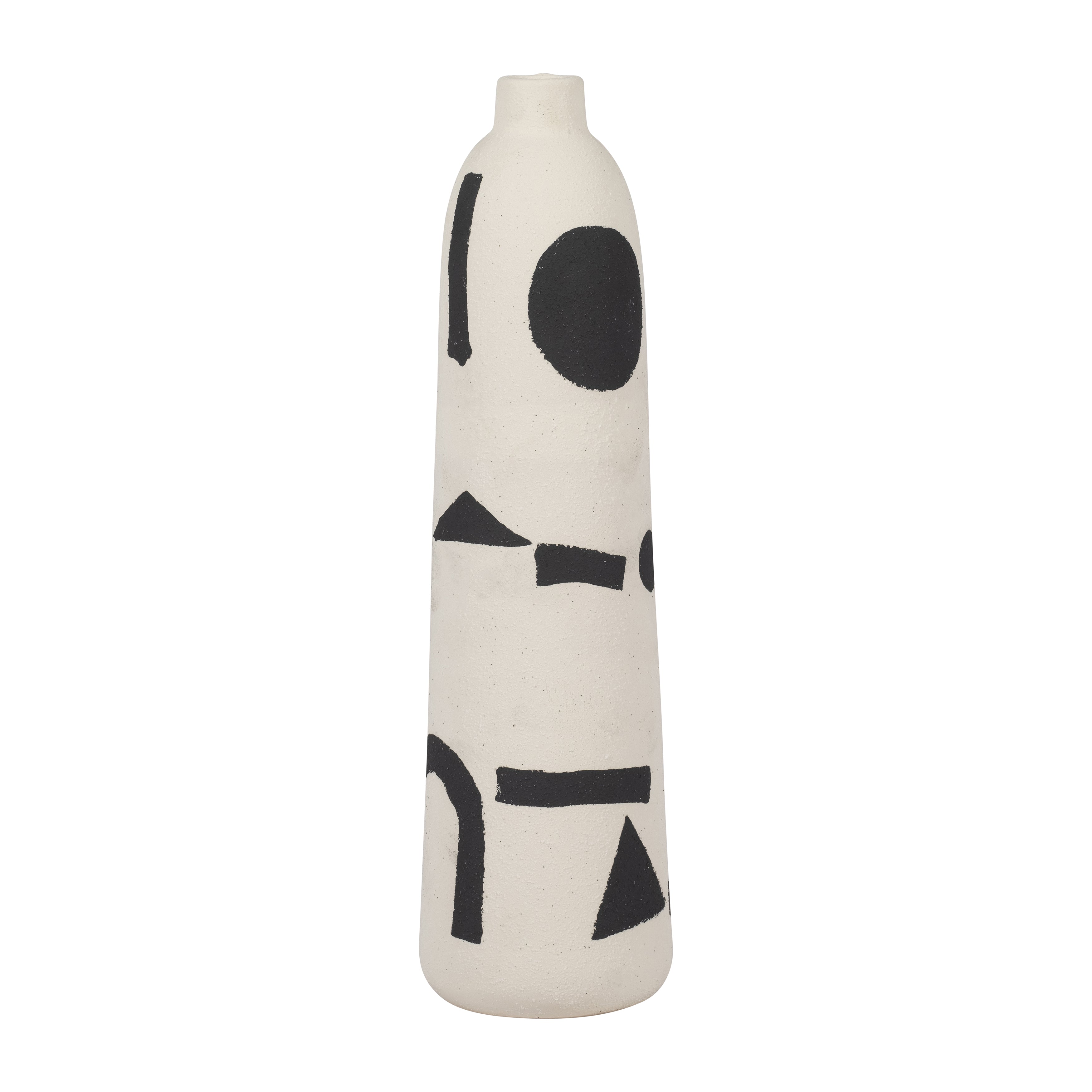 Cer, 15" Funky Vase, Ivory/black - Decor Addict, LLC