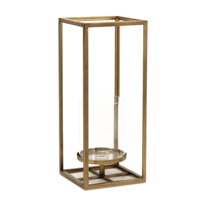 Pembertale Tall Square Gold Metal Lantern: Large - Decor Addict, LLC