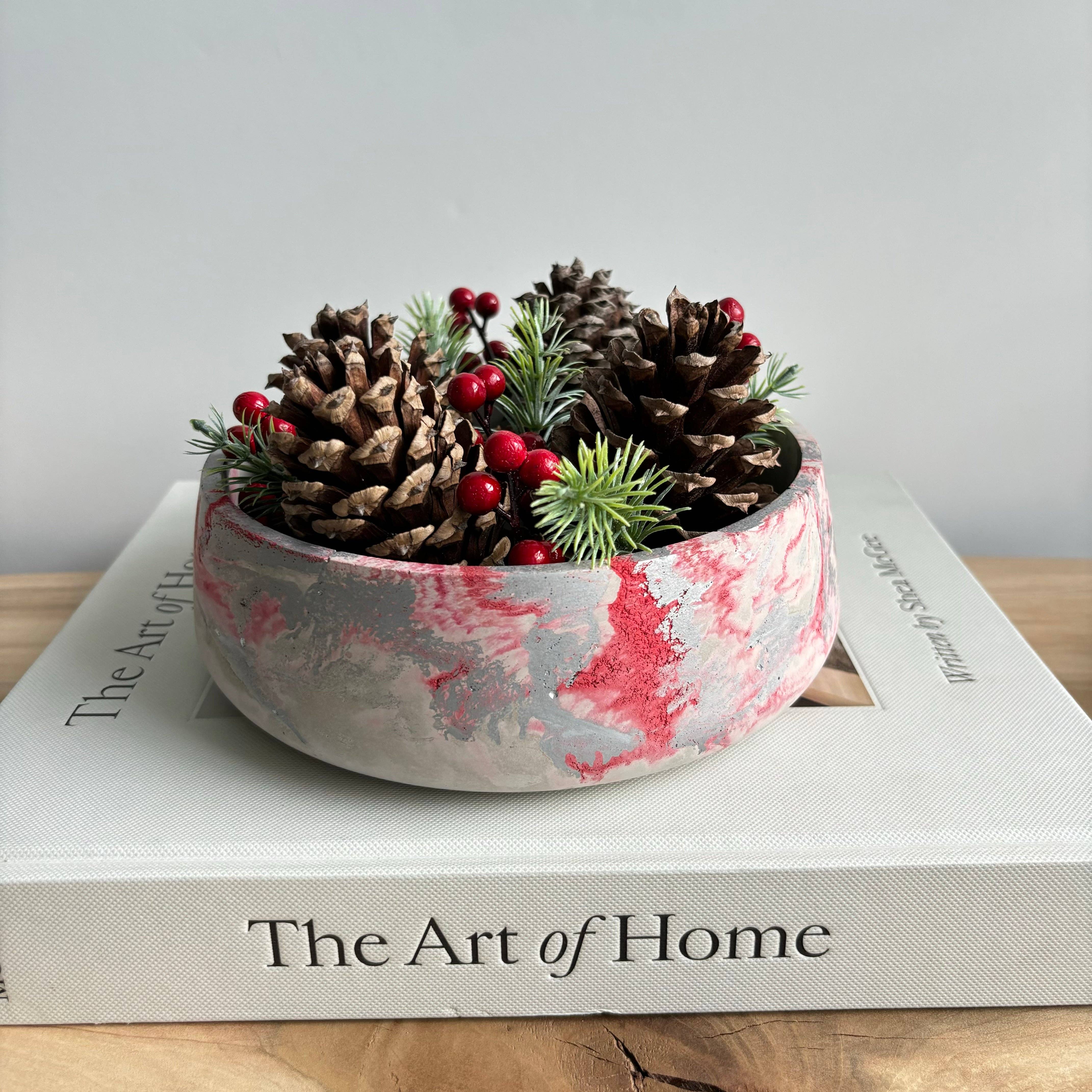 Daza - Decorative Concrete Bowl | Centerpiece Bowl : Green Fusion Marble - Decor Addict, LLC