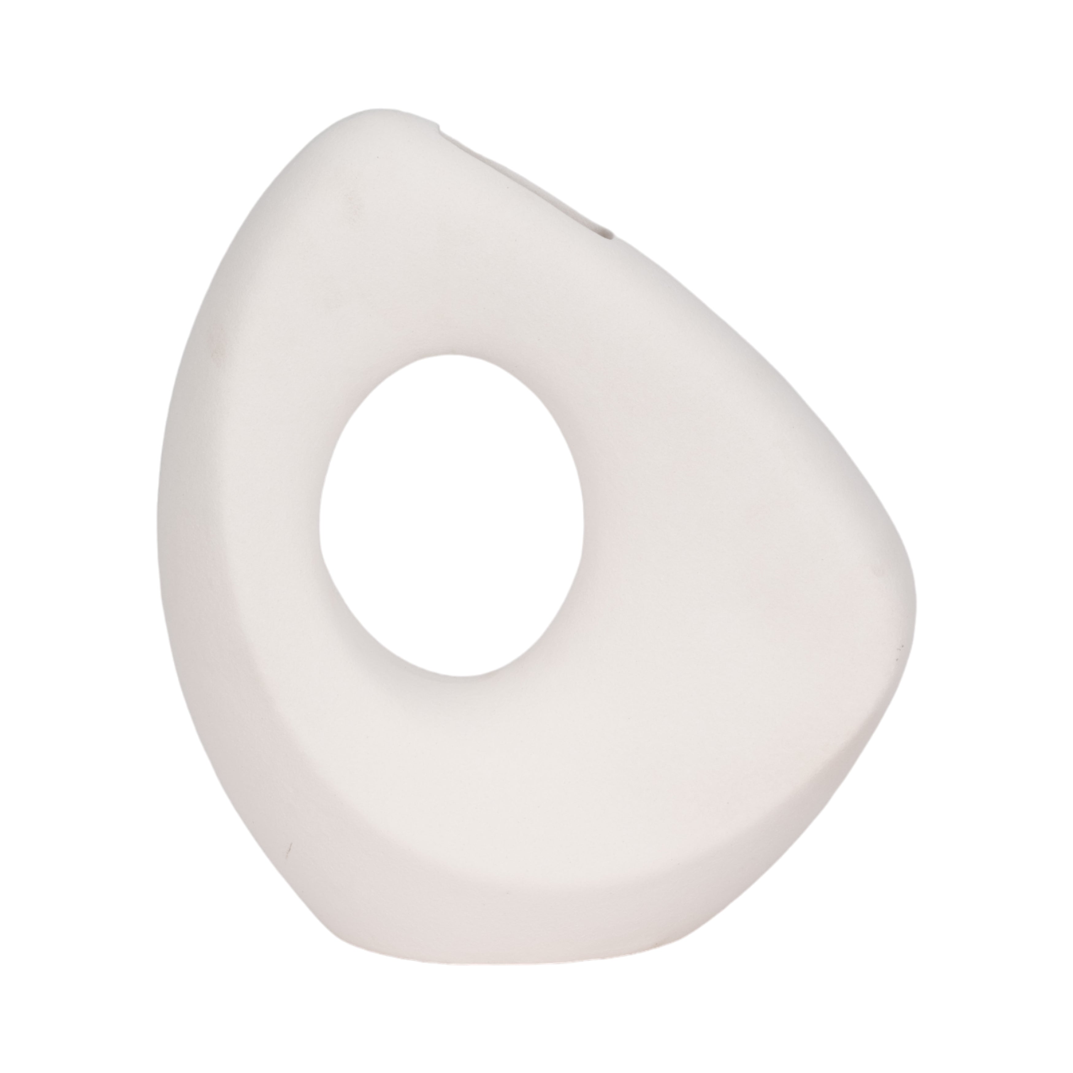 11" Lopsided Open Cut Out Vase Sand Texture, White - Decor Addict, LLC