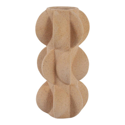 Decorative Vase - Tan Ceramic 3D Printed Textured, 11 in. - Decor Addict, LLC