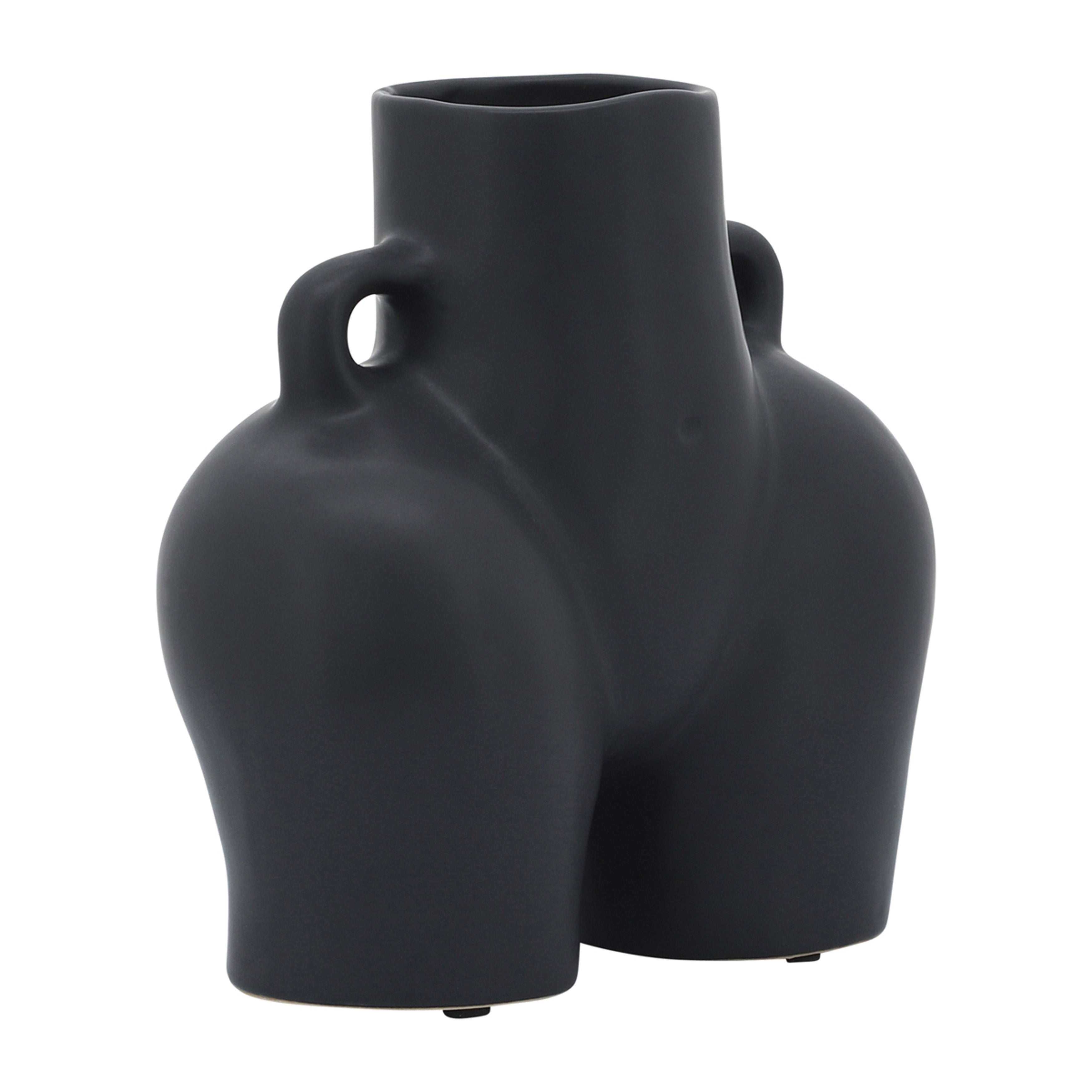 Cer, 7" Half Body Vase, Black - Decor Addict, LLC