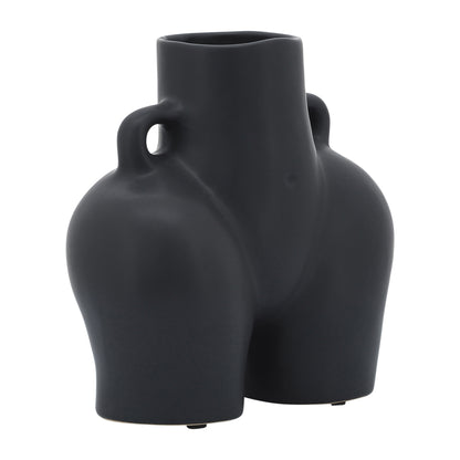 Cer, 7" Half Body Vase, Black - Decor Addict, LLC