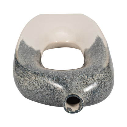 Cer, 16" Curvy Open Cut-out Vase, Blue/white - Decor Addict, LLC