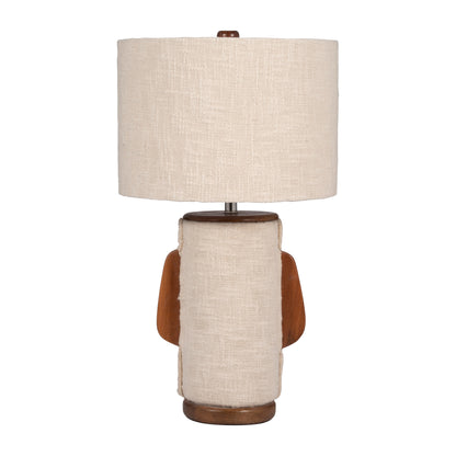 24" Ecomix Fabric Lamp With Wood, Ivory - Decor Addict, LLC