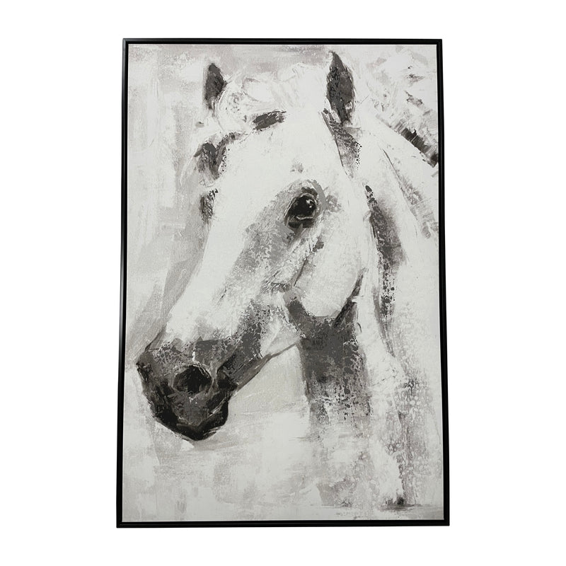 32x48-Framed-Handpainted-White-Horse