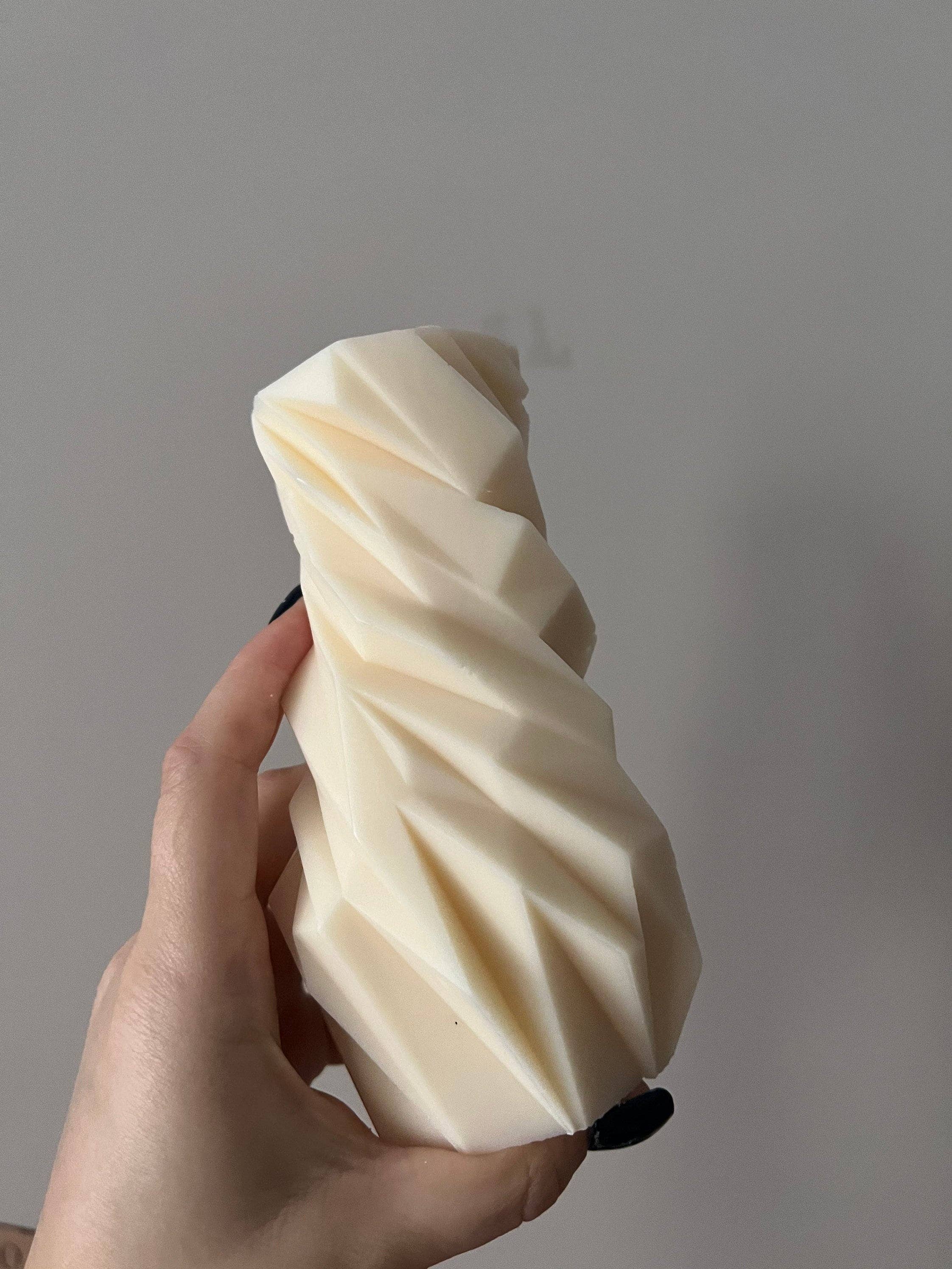 Unique Diamond Shape Candle 5.75x2.5in - Shaped: Peach / Santal & Coconut - Decor Addict, LLC