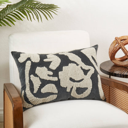 Luxe Embroidered Velvet Throw Pillow: Blue-Grey / Cover Only / 16"x24" - Decor Addict, LLC