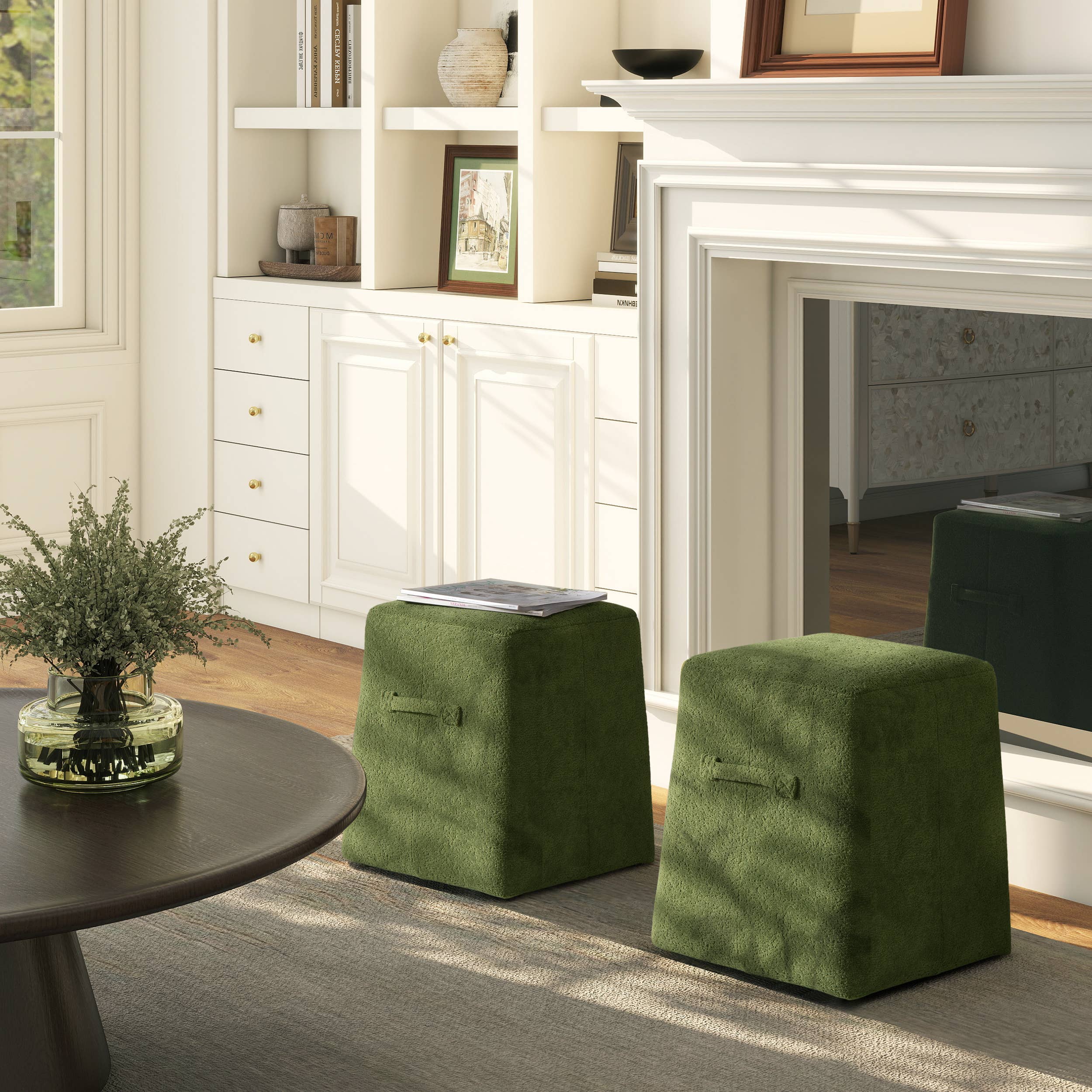 Oliver 16" Tapered Square Upholstered Ottoman Fleeced: Spice Orange - Decor Addict, LLC