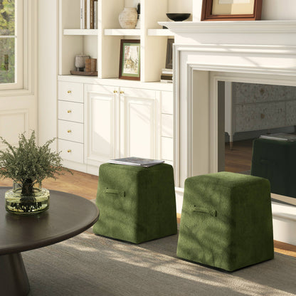 Oliver 16" Tapered Square Upholstered Ottoman Fleeced: Spice Orange - Decor Addict, LLC
