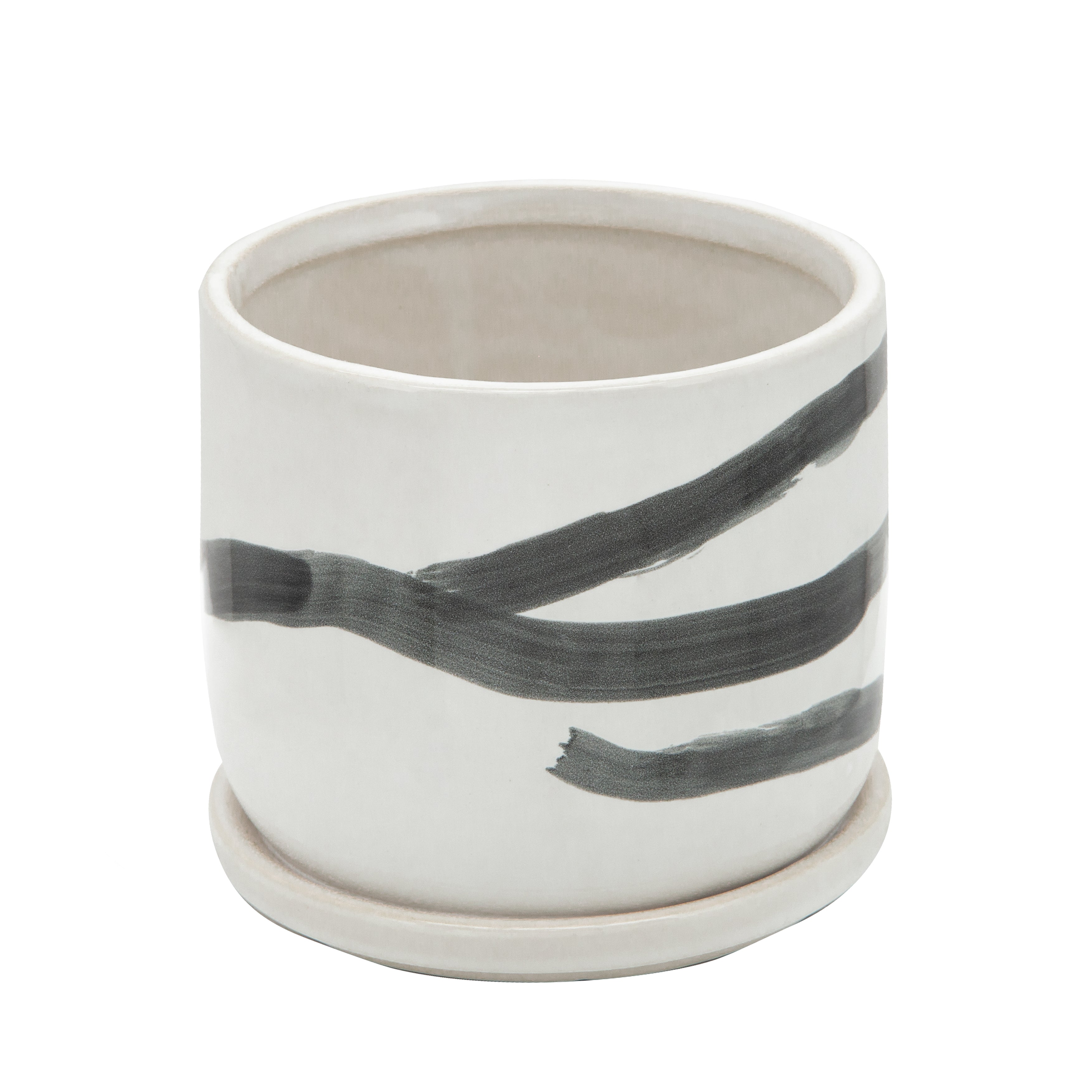 S/2 5/6" Painted Planters W/ Saucer, White - Decor Addict, LLC