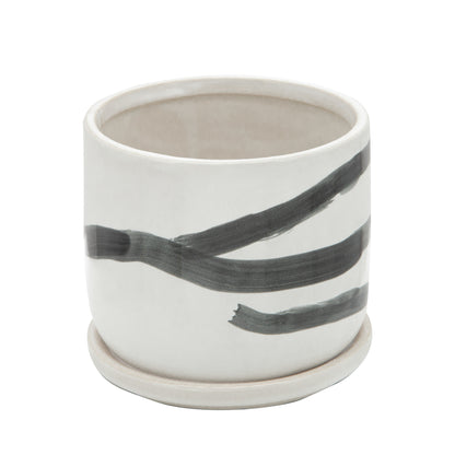 S/2 5/6" Painted Planters W/ Saucer, White - Decor Addict, LLC