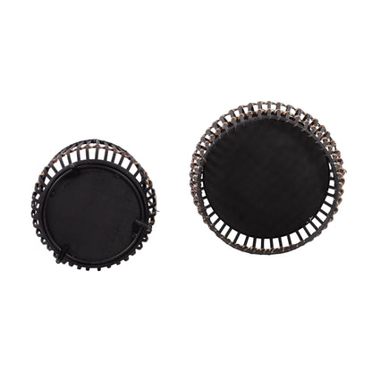 S/3 Bamboo Footed Planters 17/14/10", Black - Decor Addict, LLC