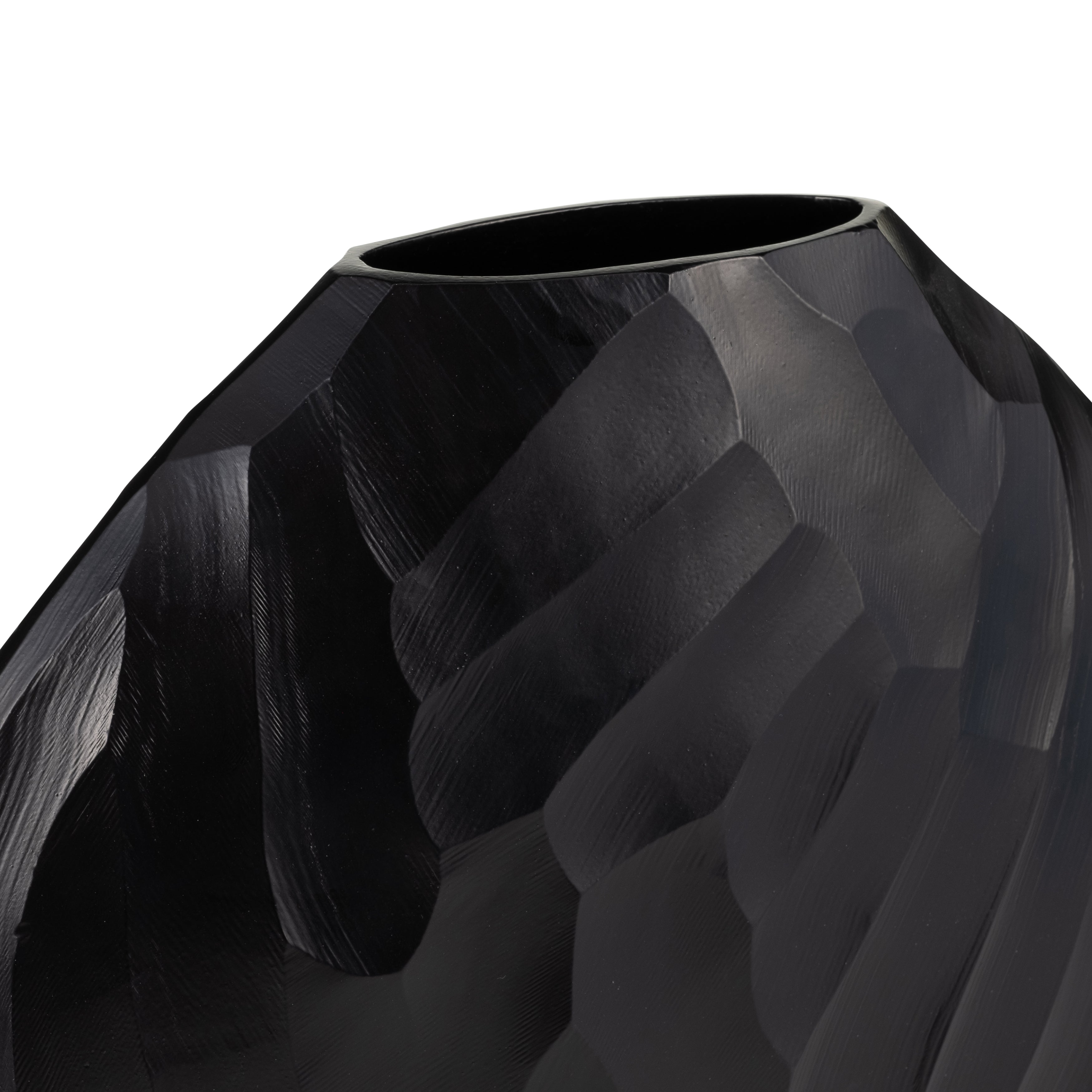 Aluminum 14"h Hammered Vase, Matte Black - Decor Addict, LLC