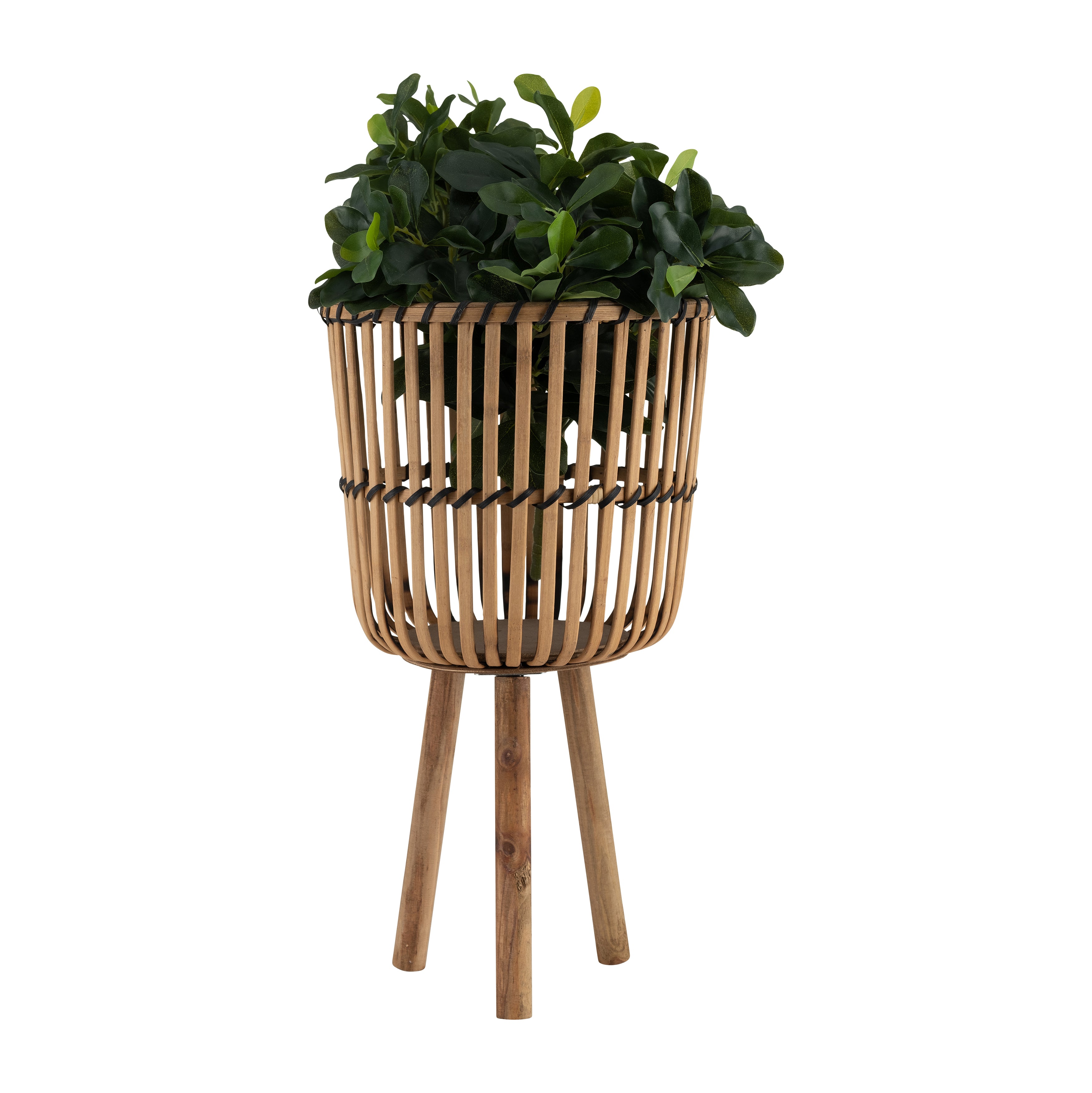 S/3 Bamboo Footed Planters 11/13/15", Natural - Decor Addict, LLC