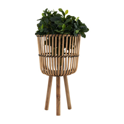 S/3 Bamboo Footed Planters 11/13/15", Natural - Decor Addict, LLC