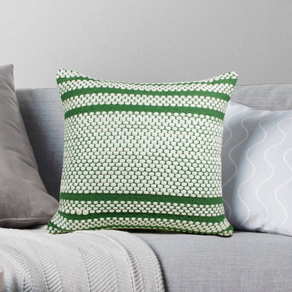 Going Green Striped Handwoven Throw Pillow: Green/White / 14" x 36" / Poly Filled - Decor Addict, LLC