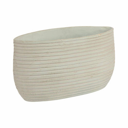 Decorative Vase - Teal Ceramic Small Ribbed Oval, 14 in. - Decor Addict, LLC