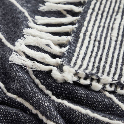 Abigail Woven Striped Throw Blanket I 50"x 70" I Navy - Decor Addict, LLC