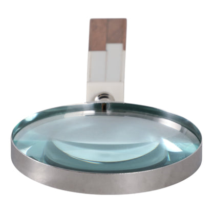 10x4" 2-toned Handle Magnifying Glass, White/brown - Decor Addict, LLC