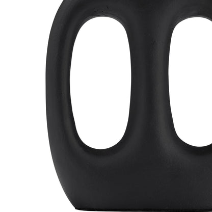 Metal,15", Hollow Handles Vase,black - Decor Addict, LLC