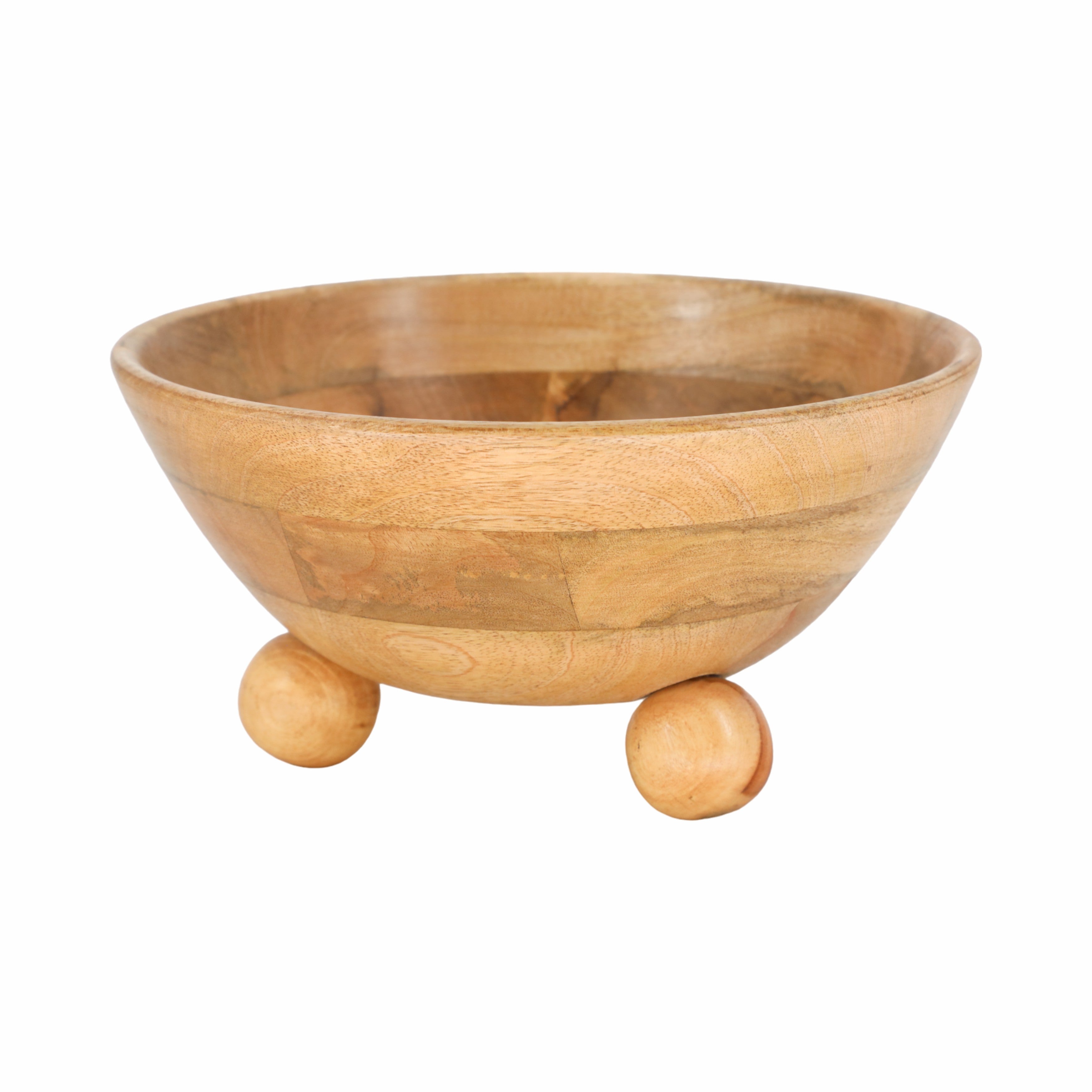12" Bowl With Ball Feet, Nat - Decor Addict, LLC