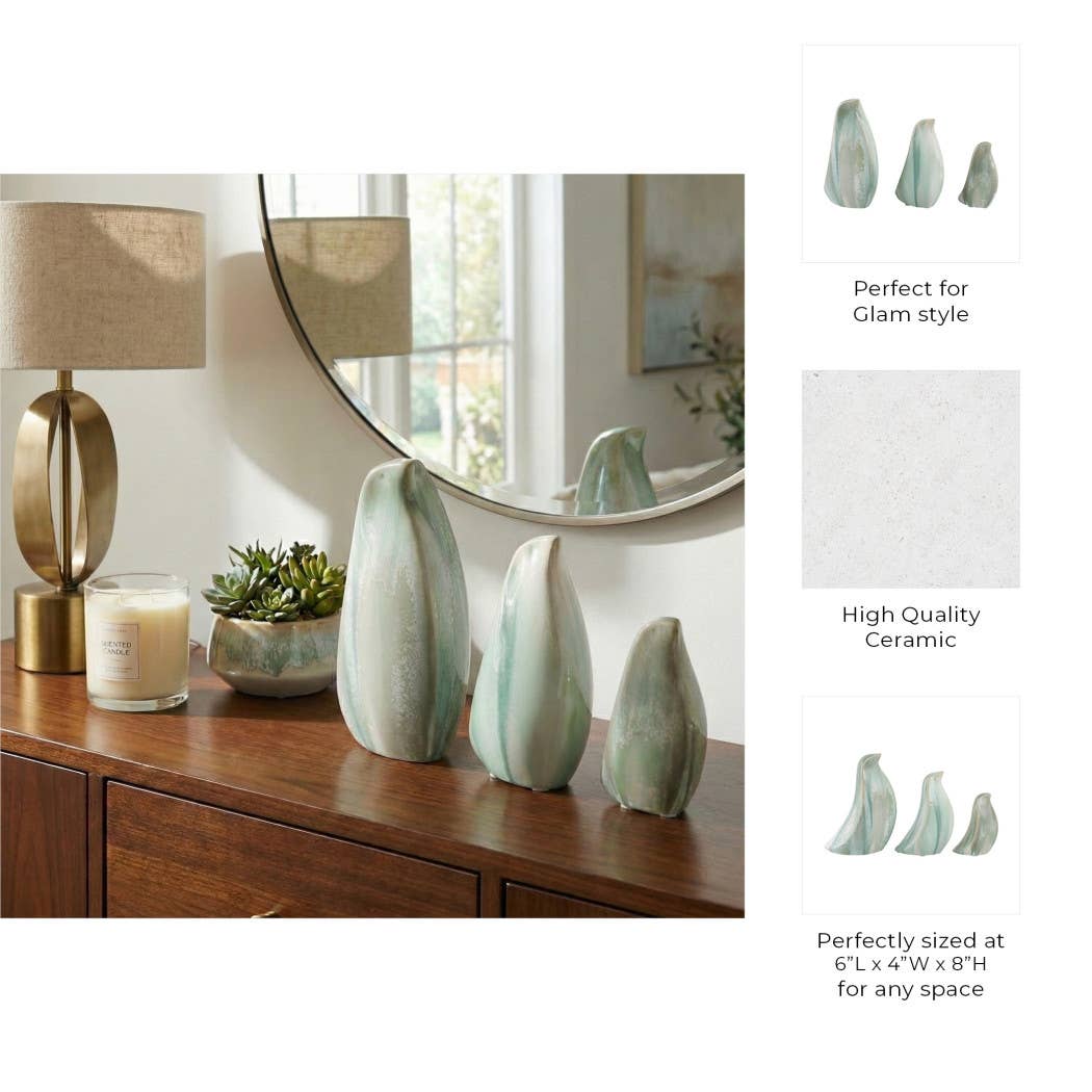 Decorative Objects Set of 3 - Blue Resin Bird, 5/7/8 in. - Decor Addict, LLC