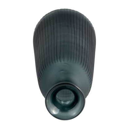 Glass, 17"h Vase W/ Lid, Blue/gray - Decor Addict, LLC