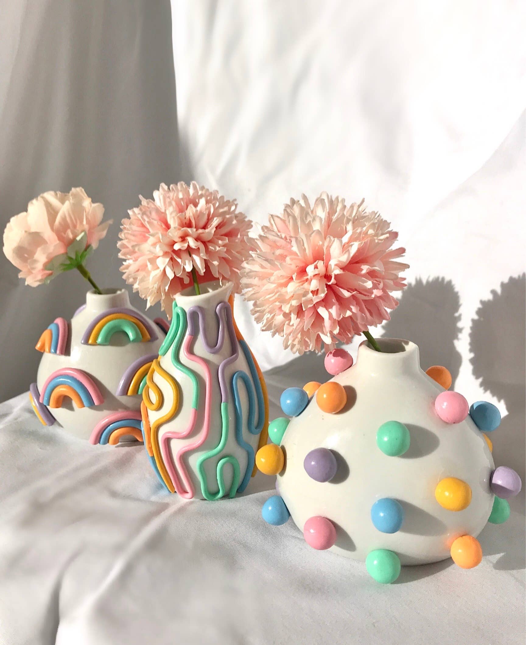 Retro Eclectic Colorful Bud Vase- Boho Mini Vase: Dots - Decor Addict, LLC