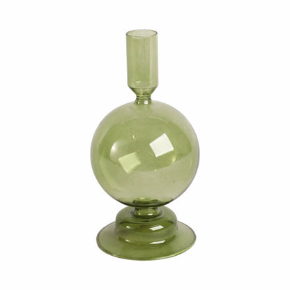 Taper Candle Holder - Olive Glass Bubble, 7 in. - Decor Addict, LLC