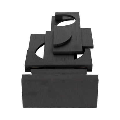 24" Modern Stacked Sculpture, Black - Decor Addict, LLC