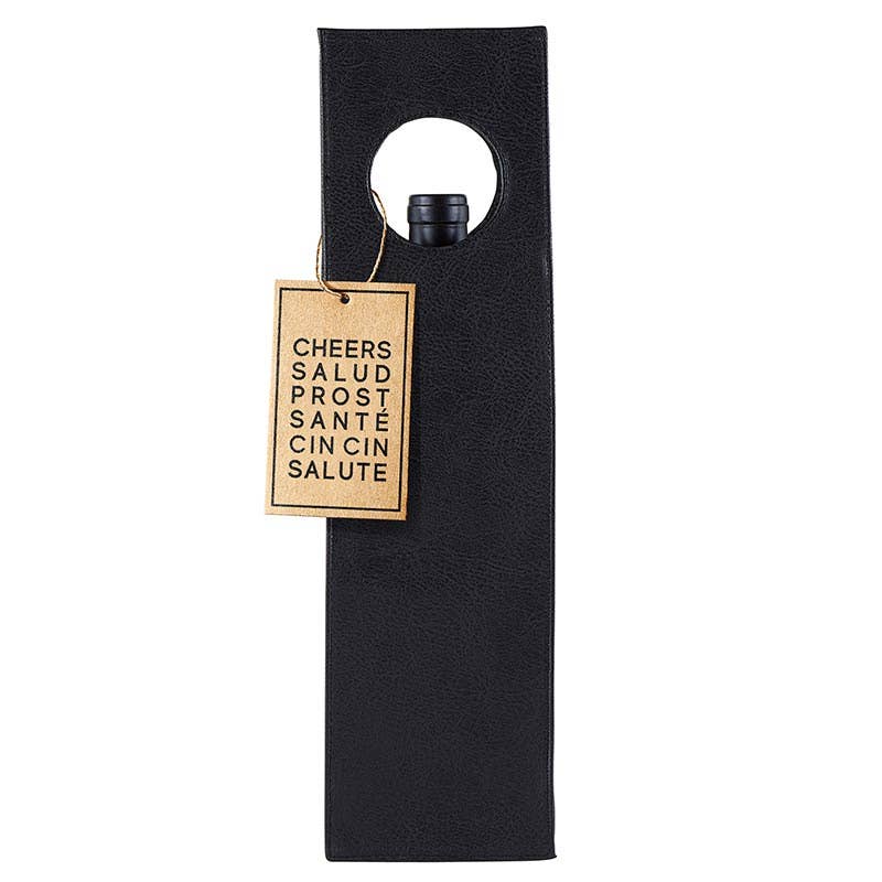 Vegan Leather Wine Bag - Black - Decor Addict, LLC