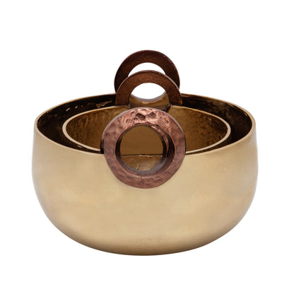S/2 10/12" Bowl With Handles, Gold - Decor Addict, LLC