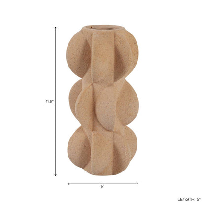 Decorative Vase - Tan Ceramic 3D Printed Textured, 11 in. - Decor Addict, LLC