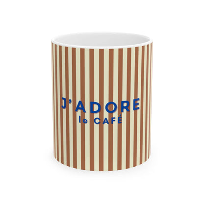 I Love Coffee Ceramic Mug-BROWN, J'adore le Café: 11oz