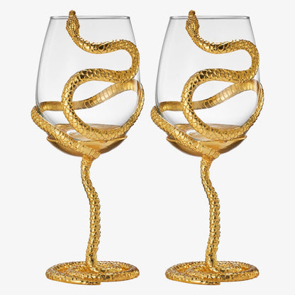 Stemmed Snake Halloween Fall Wine Glass | Set of 2 | 19oz - Decor Addict, LLC