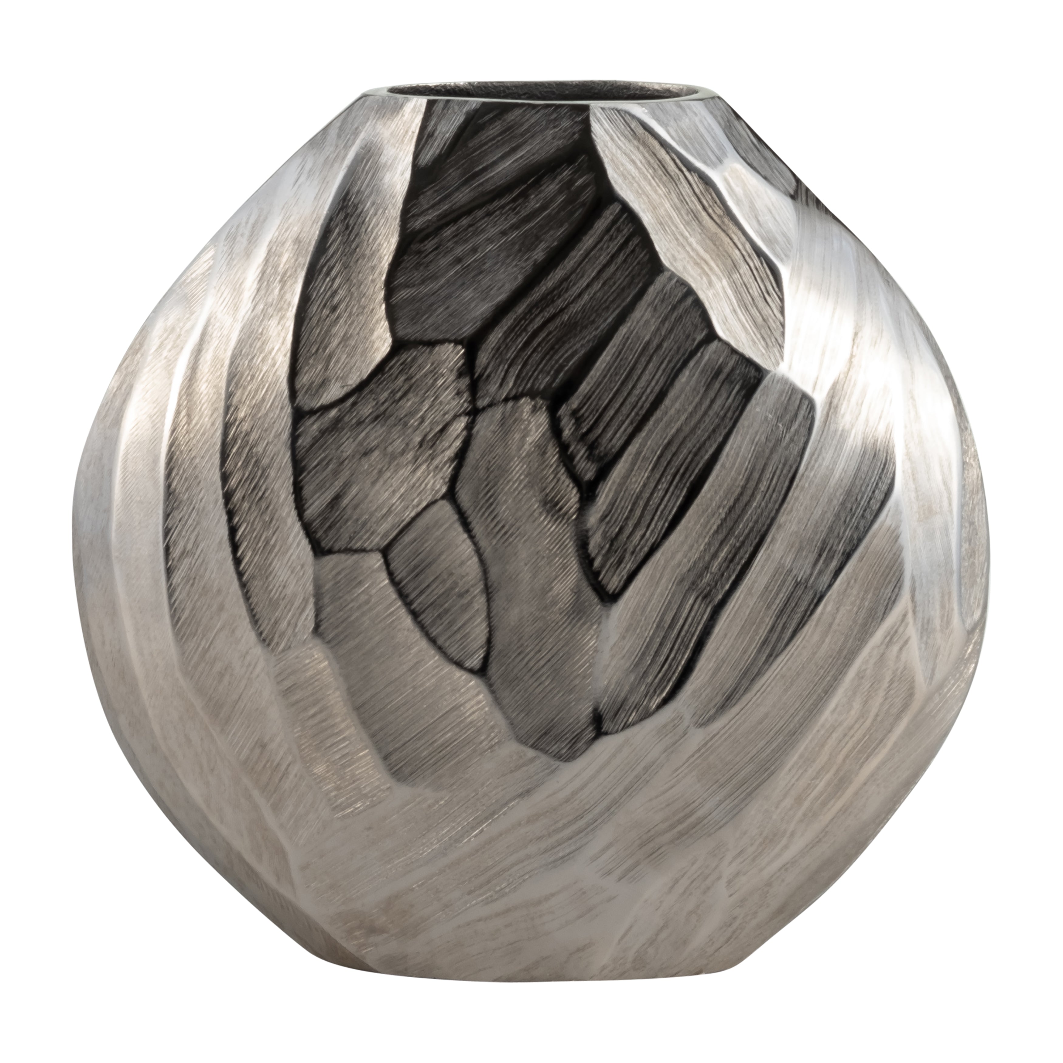 Aluminum 10"h, Hammered Vase, Silver - Decor Addict, LLC