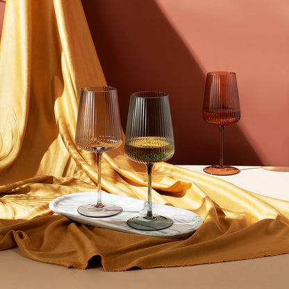 Ribbed Colored Wine Glasses, Muted, Set of 6 - Decor Addict, LLC