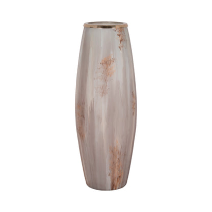 24" Curved Glass Vase Opal Finish, Ivory Multi - Decor Addict, LLC