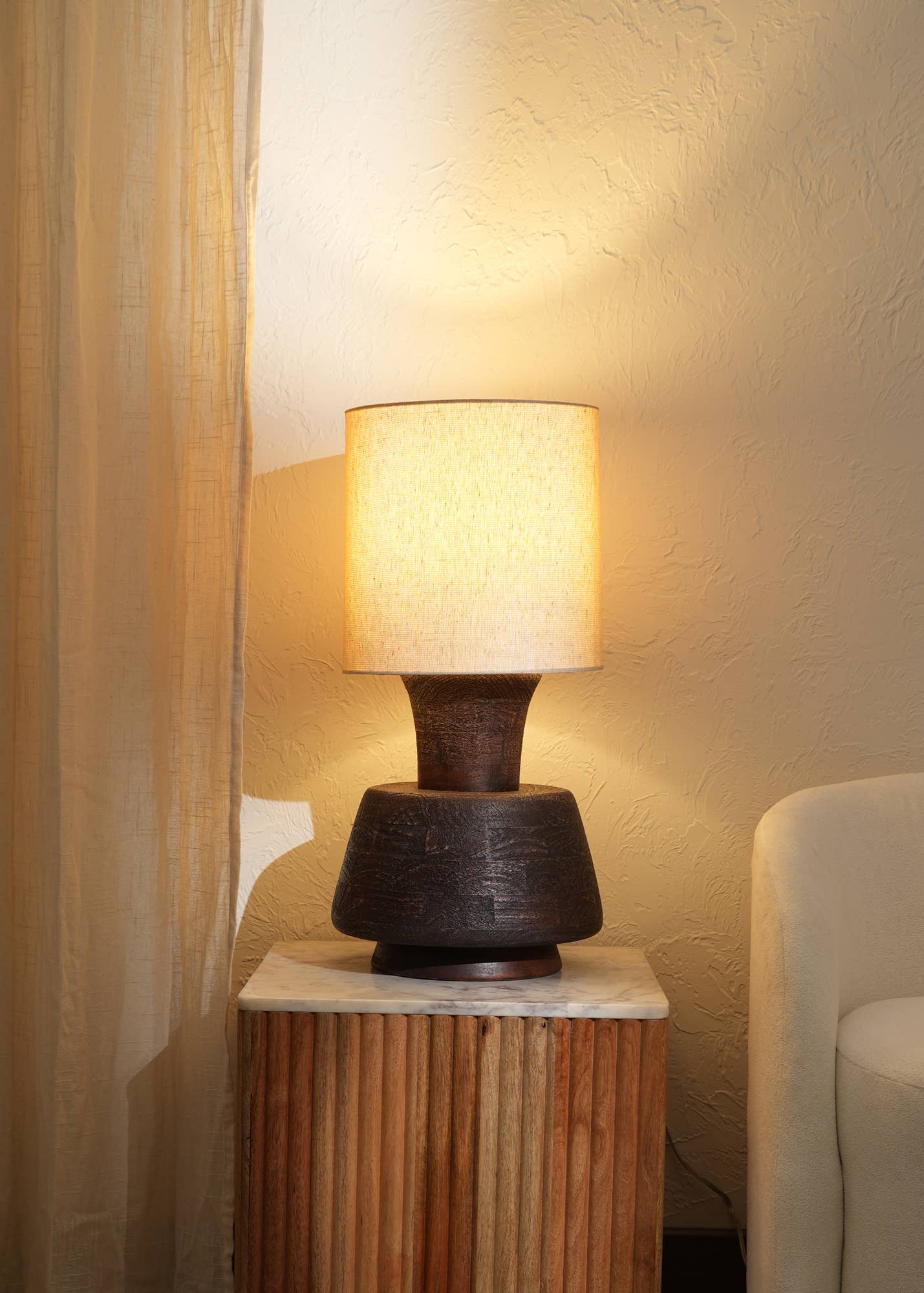 Handmade Artisanal Table Lamp with Wooden Base-13X13X26.5" - Decor Addict, LLC