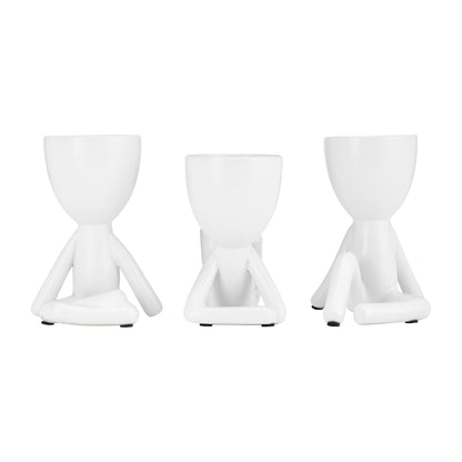 Cer, S/3 8" Sitting Humans, White - Decor Addict, LLC